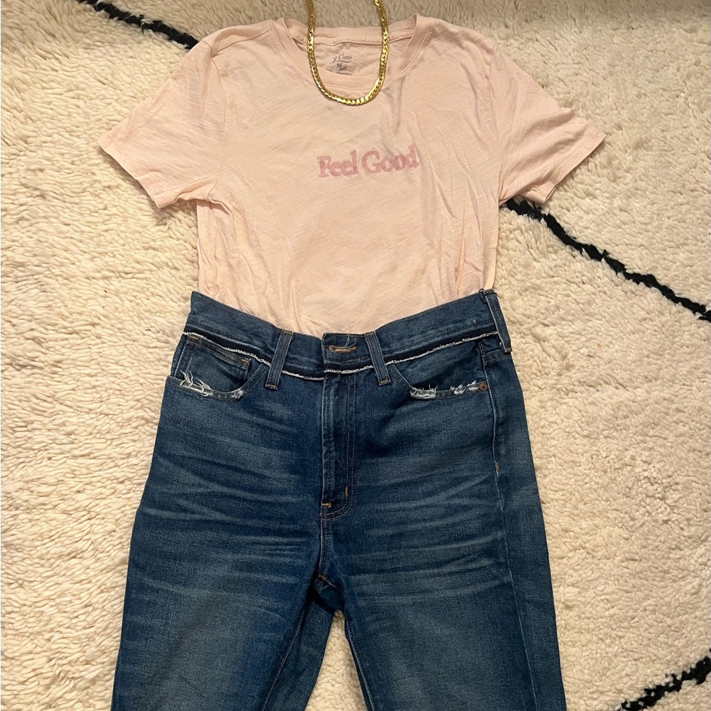 New without tags pink J Crew graphic T xxs, fits like S